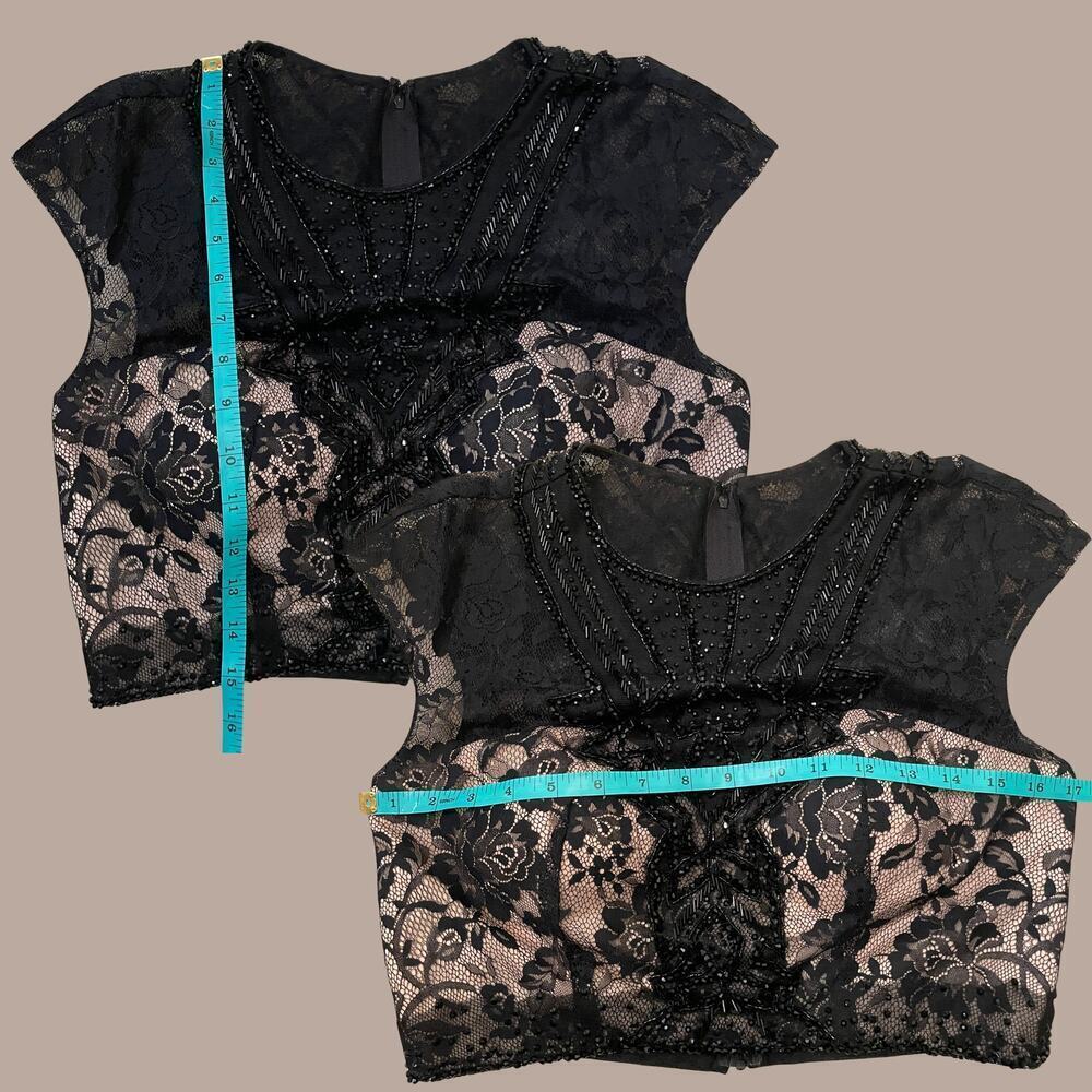 Morilee Madeline Gardner 2 Pc Beaded Black Lace Dress 6 | Mini Prom Cocktail - Picture 11 of 16